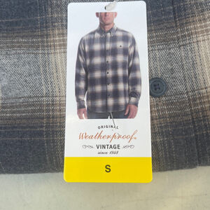 Men's Weatherproof Vintage Plaid Casual Button Down Shirt S Blue Brown